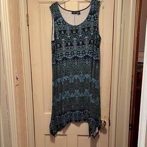 Jones New York Blue and Black Patterned Dress